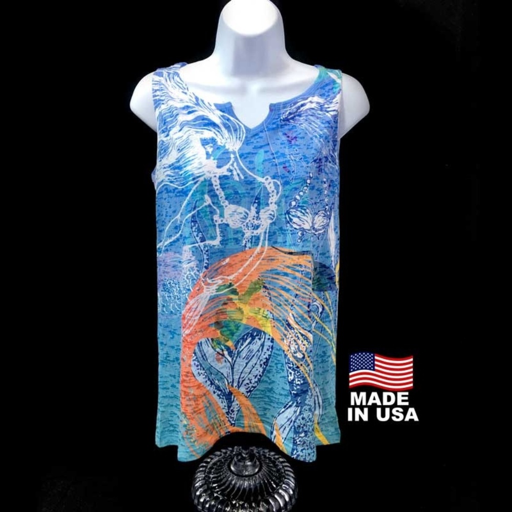Mermaid Art Burnout Tank Top